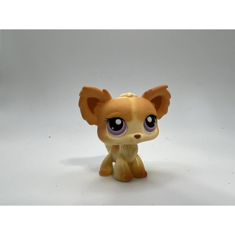 Littlest Pet Shop Authentic Light Brown Chihuahua Dog Purple Eyes # 96